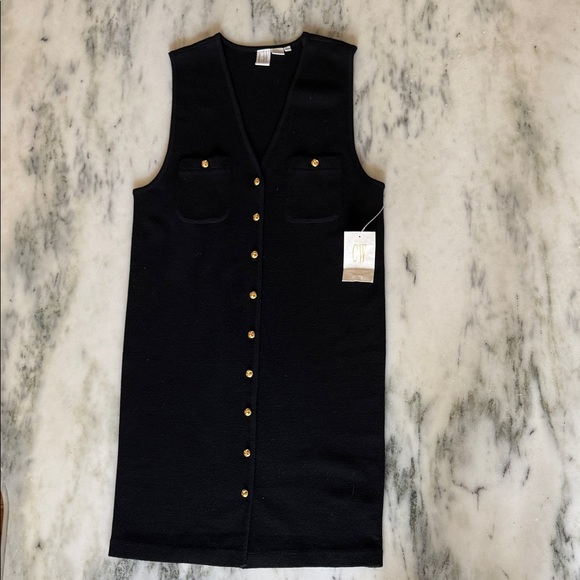 Clifford & Wills Black Sleeveless Dress with Gold Accents 100% wool - Picture 5 of 5